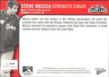 2009 MultiAd Lakewood BlueClaws SGA #32 Steve Meccia Back