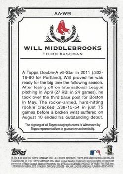 2013 Topps Museum Collection - Archival Autographs #AA-WM Will Middlebrooks Back