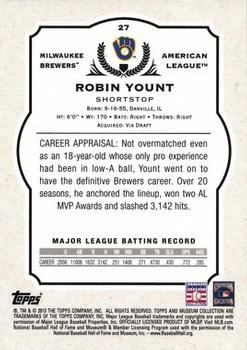 2013 Topps Museum Collection - Copper #27 Robin Yount Back