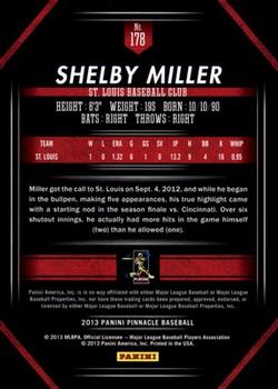 2013 Pinnacle #178 Shelby Miller Back