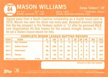 2013 Topps Heritage Minor League #64 Mason Williams Back