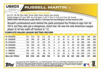 2013 Topps Update #US203 Russell Martin Back