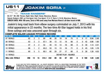 2013 Topps Update #US11 Joakim Soria Back
