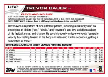 2013 Topps Update #US2 Trevor Bauer Back