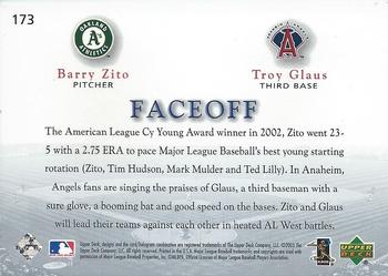 2003 Upper Deck Game Face #173 Barry Zito / Troy Glaus Back