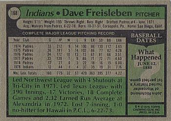1979 Topps #168 Dave Freisleben Back
