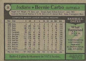 1979 Topps #38 Bernie Carbo Back