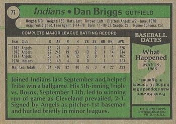 1979 Topps #77 Dan Briggs Back