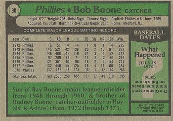 1979 Topps #90 Bob Boone Back