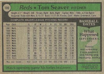 1979 Topps #100 Tom Seaver Back