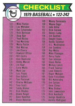 1979 Topps #241 Checklist: 122-242 Front