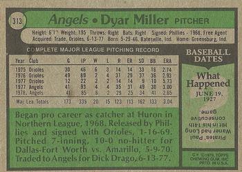 1979 Topps #313 Dyar Miller Back