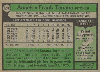 1979 Topps #530 Frank Tanana Back