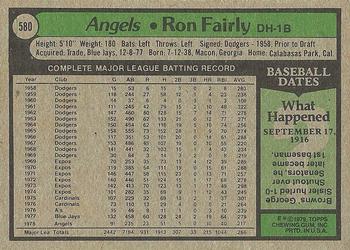 1979 Topps #580 Ron Fairly Back