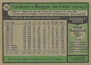 1979 Topps #700 Reggie Jackson Back