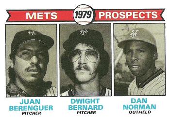 1979 Topps #721 Mets 1979 Prospects (Juan Berenguer / Dwight Bernard / Dan Norman) Front