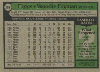 1979 Topps #269 Woodie Fryman Back