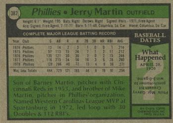 1979 Topps #382 Jerry Martin Back