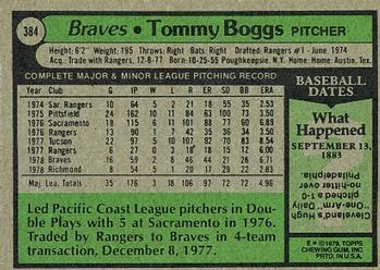 1979 Topps #384 Tommy Boggs Back