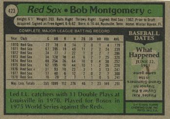 1979 Topps #423 Bob Montgomery Back