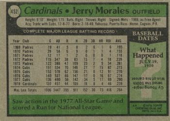 1979 Topps #452 Jerry Morales Back