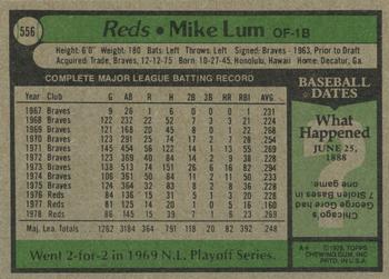 1979 Topps #556 Mike Lum Back