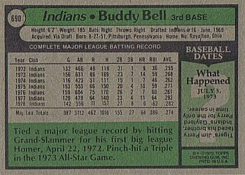 1979 Topps #690 Buddy Bell Back