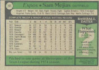 1979 Topps #97 Sam Mejias Back