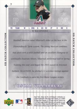 2003 UD Patch Collection #7 Oscar Villarreal Back
