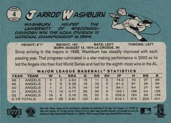 2003 Upper Deck Vintage #4 Jarrod Washburn Back