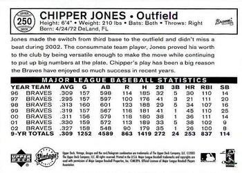 2003 Upper Deck Vintage #250 Chipper Jones Back