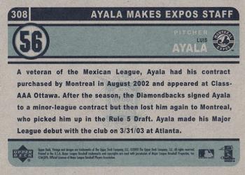 2003 Upper Deck Vintage #308 Luis Ayala Back