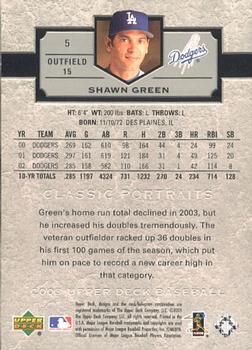 2003 Upper Deck Classic Portraits #5 Shawn Green Back