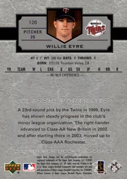 2003 Upper Deck Classic Portraits #120 Willie Eyre Back