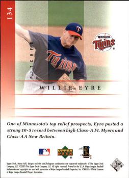 2003 Upper Deck Honor Roll #134 Willie Eyre Back