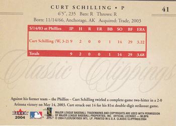 2004 Fleer Classic Clippings #41 Curt Schilling Back