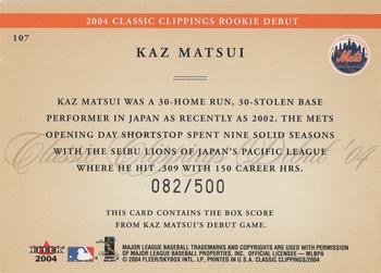 2004 Fleer Classic Clippings #107 Kazuo Matsui Back