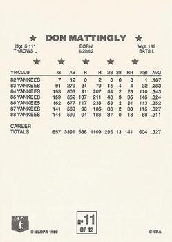 1989 Ralston Cereal Superstars #11 Don Mattingly Back
