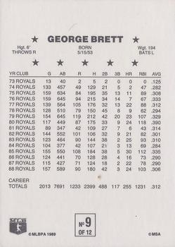 1989 Ralston Cereal Superstars #9 George Brett Back
