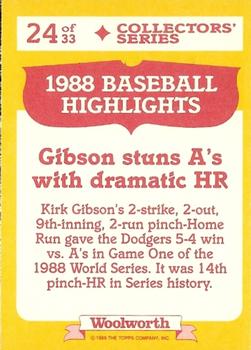 1989 Topps Woolworth Baseball Highlights #24 Kirk Gibson Back