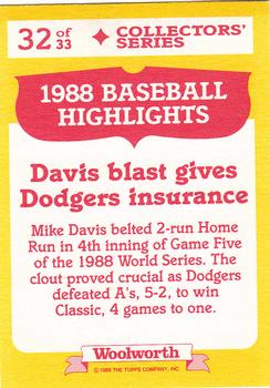 1989 Topps Woolworth Baseball Highlights #32 Mike Davis Back