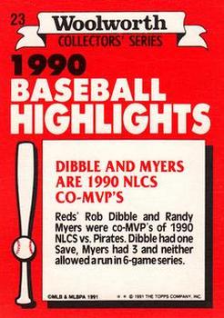 1991 Topps Woolworth Baseball Highlights #23 Rob Dibble / Randy Myers Back