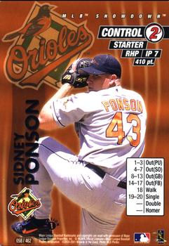 2001 MLB Showdown 1st Edition #058 Sidney Ponson Front