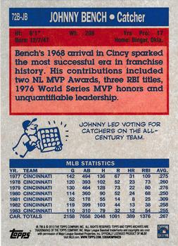 2013 Topps Archives - 1972 Basketball Design #72B-JB Johnny Bench Back