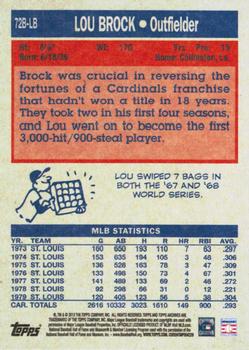2013 Topps Archives - 1972 Basketball Design #72B-LB Lou Brock Back