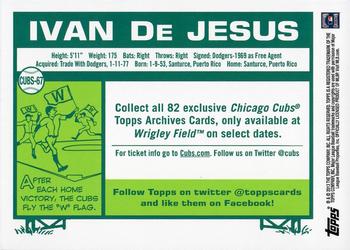 2013 Topps Archives Chicago Cubs #CUBS-67 Ivan DeJesus Back