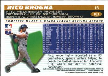 1996 Topps Chrome #103 Rico Brogna Back