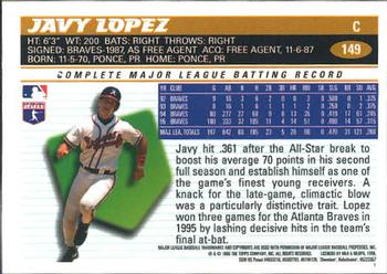 1996 Topps Chrome #149 Javy Lopez Back