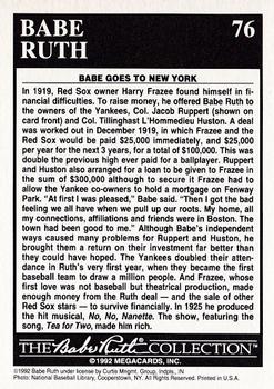 1992 Megacards Babe Ruth #76 Babe Becomes a Yankee Back