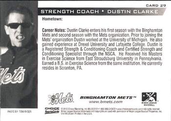 2012 Choice Binghamton Mets #29 Dustin Clarke Back